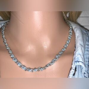 Braided Silver and baby blue necklace Women’s